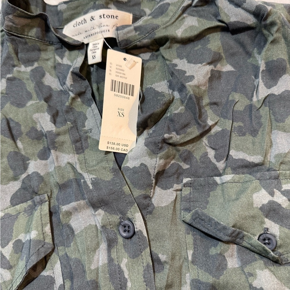 Anthropologie Cloth & Stone Green Camouflage Dress - Picture 7 of 9